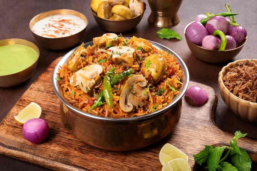 Mushroom biryani
