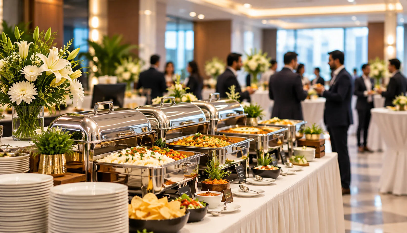 Corporate event catering buffet setup