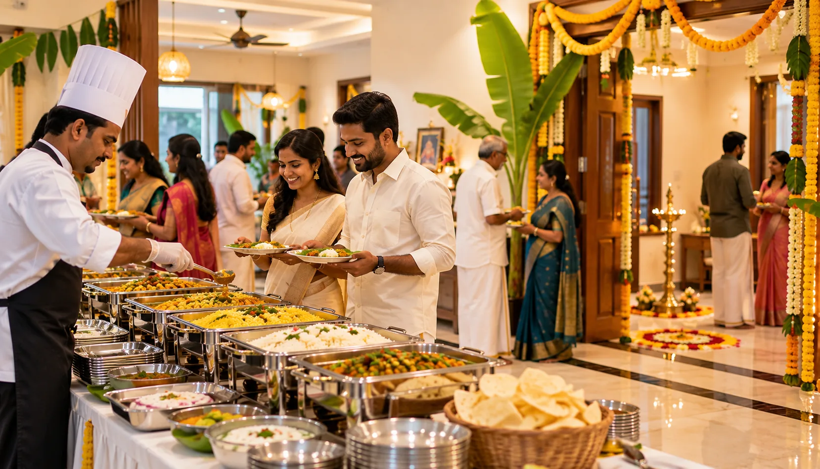 Family enjoying catering at a private celebration